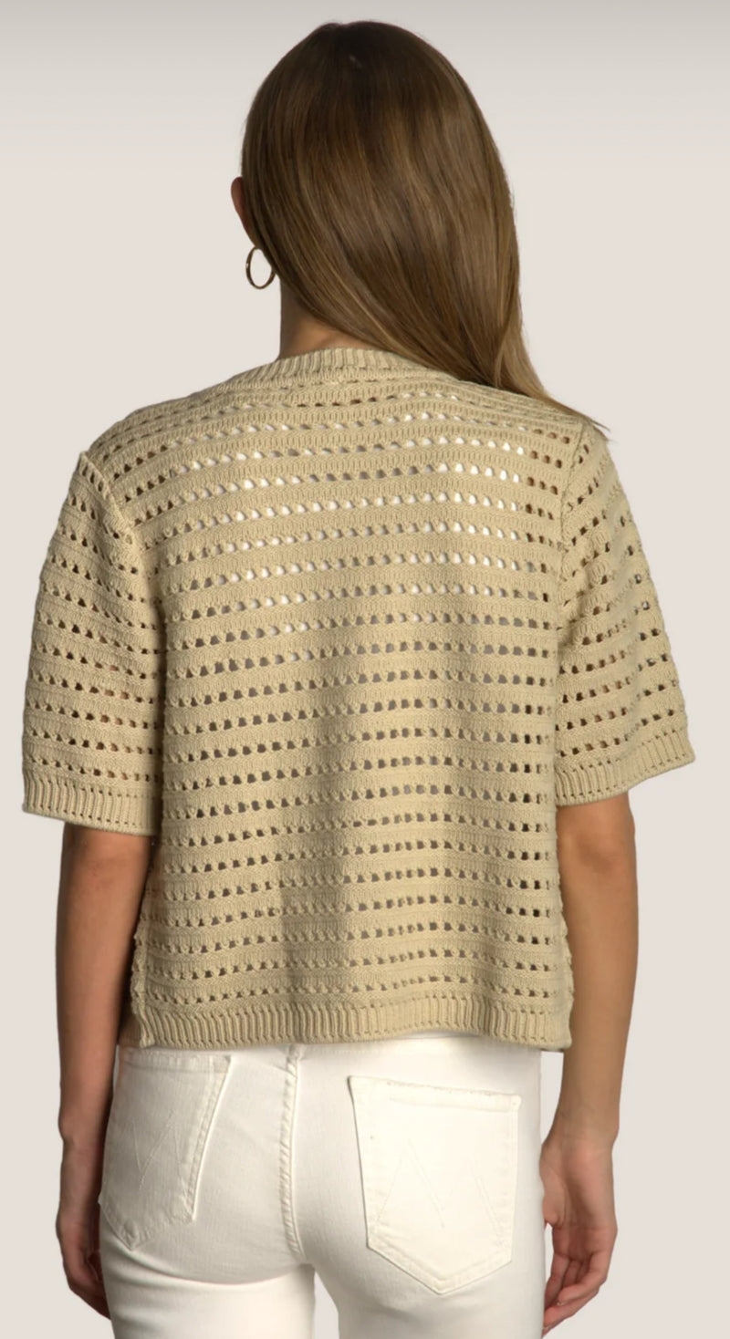 Crochet Short Slv Cardi - Oatmeal