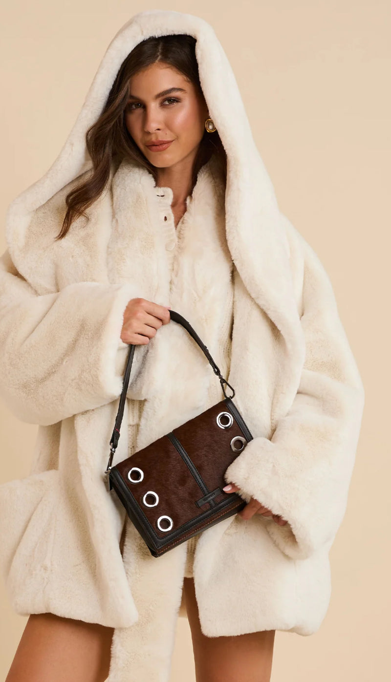 Montana Clutch Small- Calf Hair Gunmetal