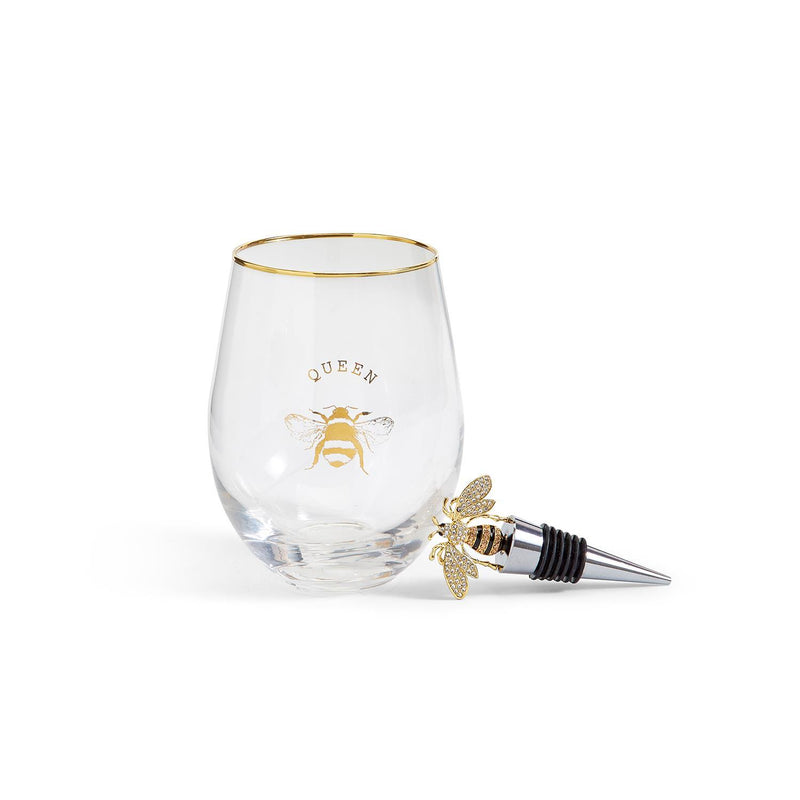 Queen Bee Stemless Glass w Stopper