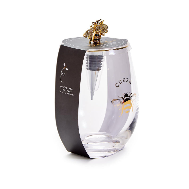 Queen Bee Stemless Glass w Stopper