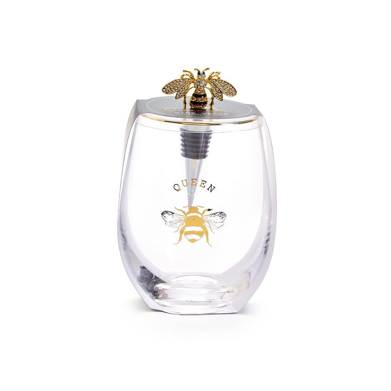 Queen Bee Stemless Glass w Stopper
