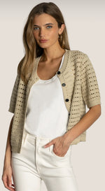 Crochet Short Slv Cardi - Oatmeal