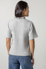 Elbow Sleeve Mock Neck Sweater- Ash