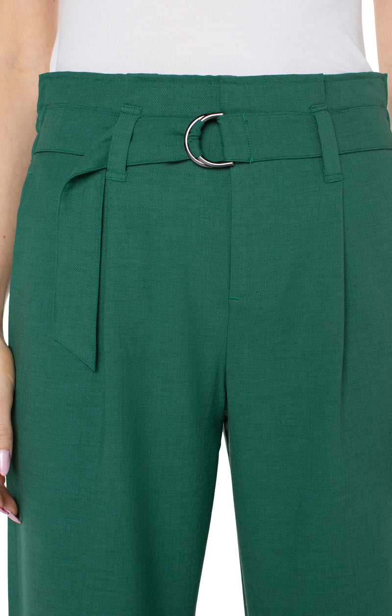 Paperbag Belted Pant - Serpentine Green