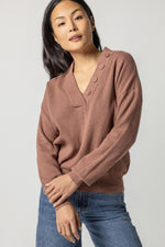 Easy Button Shawl Collar Sweater - Hickory