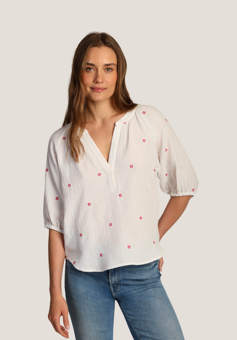 Ellis Jolie Embroidered Top - White