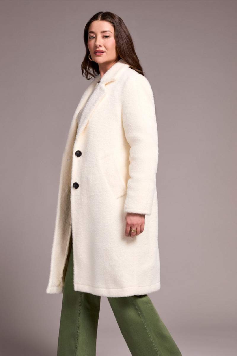 Long Button Front Coat - Moonstone