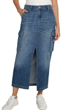 Bellow Denim Cargo Skirt -Willow Glen