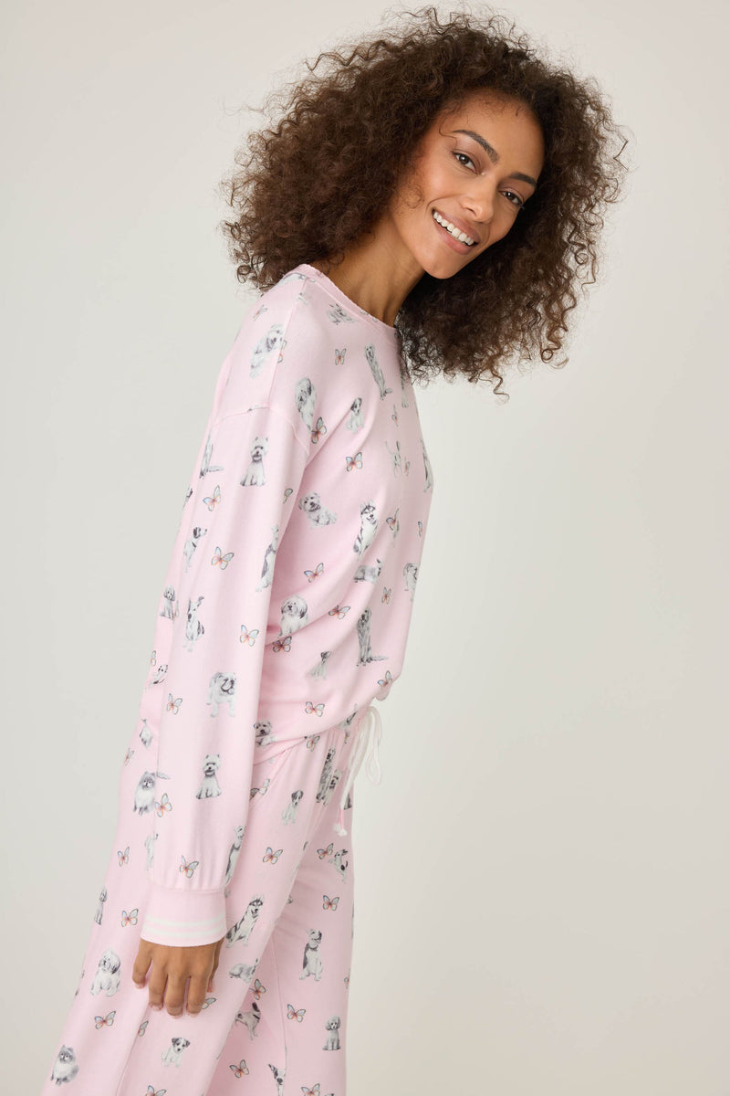 Butterfly Grove Long Sleeve Top - Pink Tint