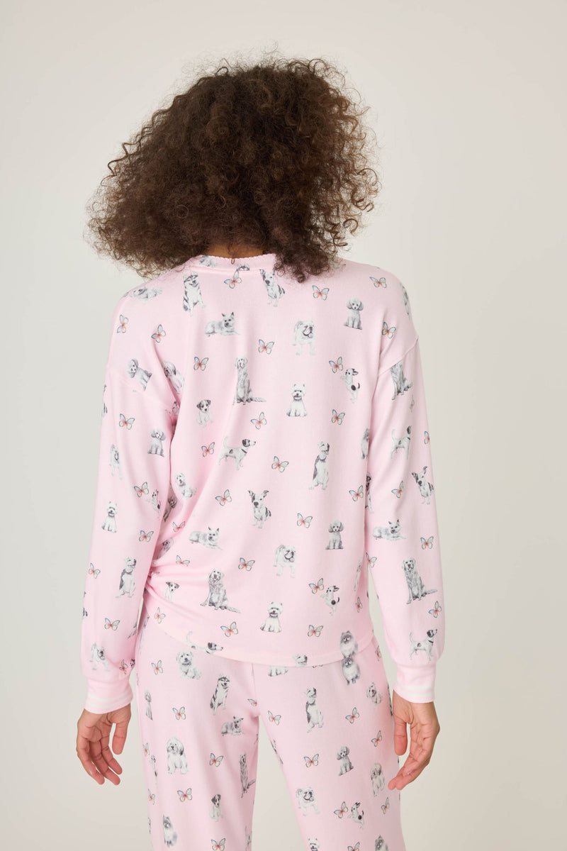 Butterfly Grove Long Sleeve Top - Pink Tint