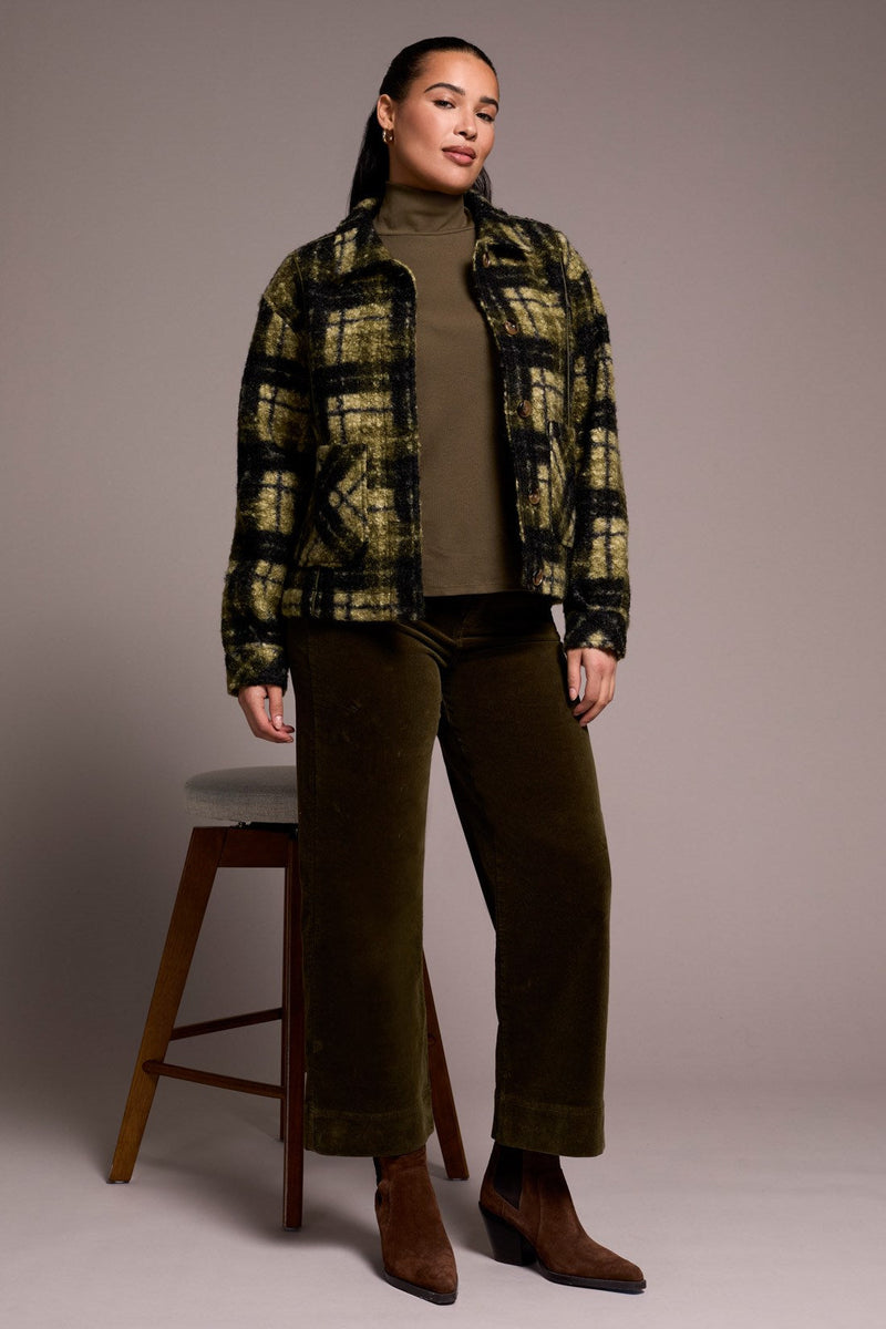 Plaid Button Front Jacket - Ivy