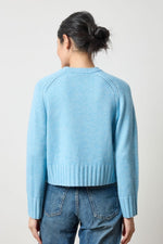 Cashmere Saddle Sleeve Crewneck Sweater - Mystic Blue