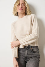 Cashmere Saddle Sleeve Crewneck Sweater - Oat