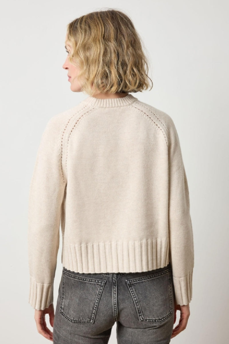 Cashmere Saddle Sleeve Crewneck Sweater - Oat