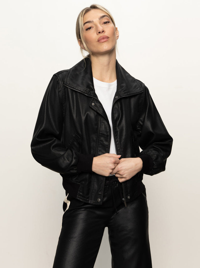 Coated Twill Bomber - Black