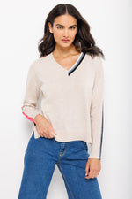Color Code V-Neck Sweater - Almond
