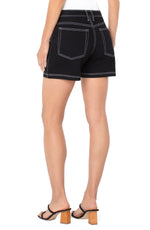 Contrast Stitch Utility Shorts - Black