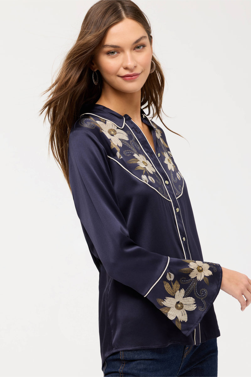 Western Flutter Sleeve Blouse - Corinth