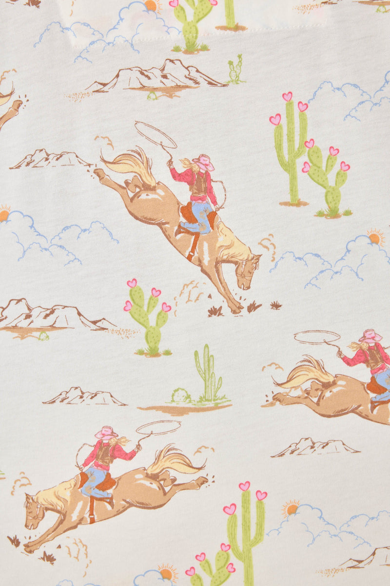 Playful Print Cowboy Long Sleeve - Natural