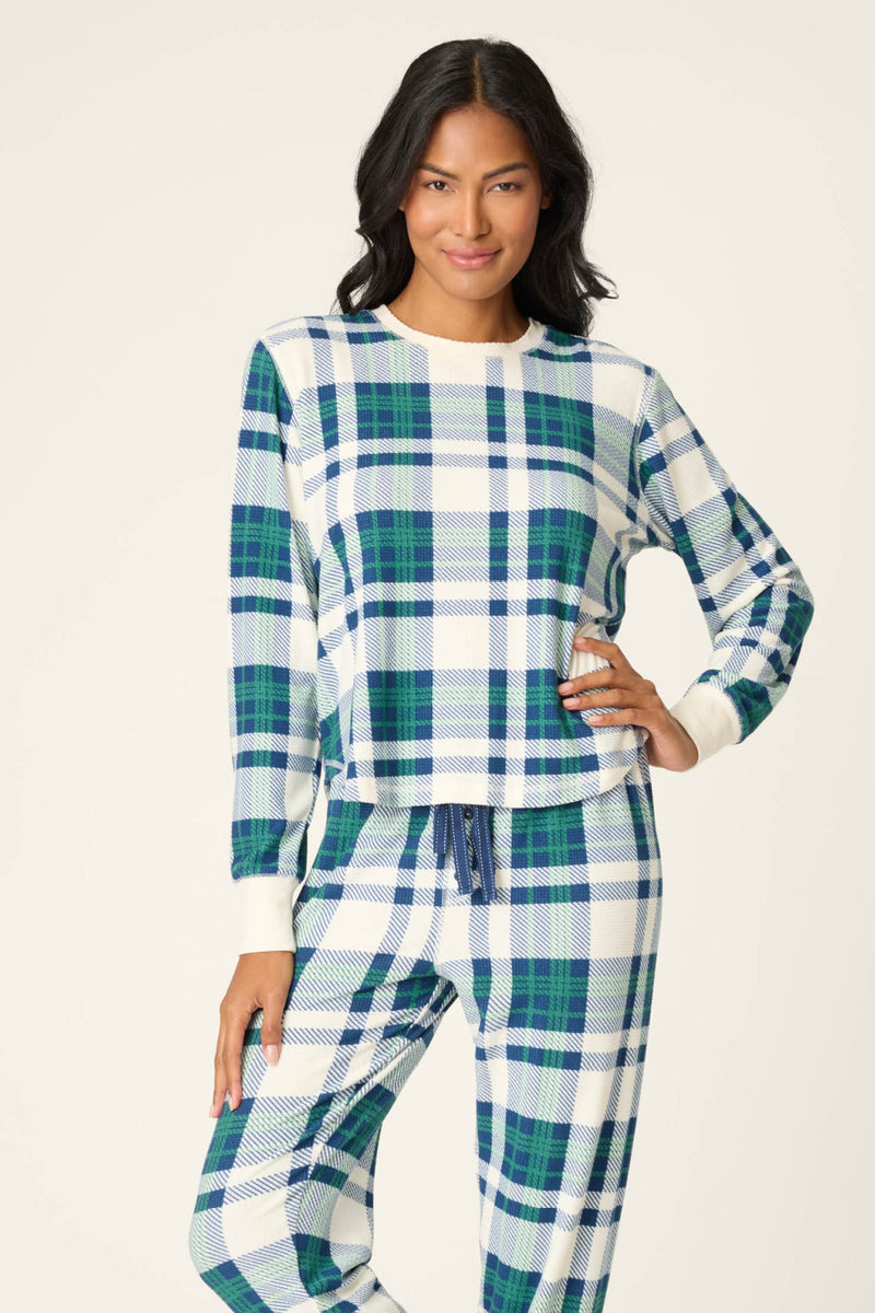 Cozy Life Long Sleeve Top - Natural Plaid