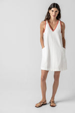 Crochet Trim V-Neck Dress - Ivory