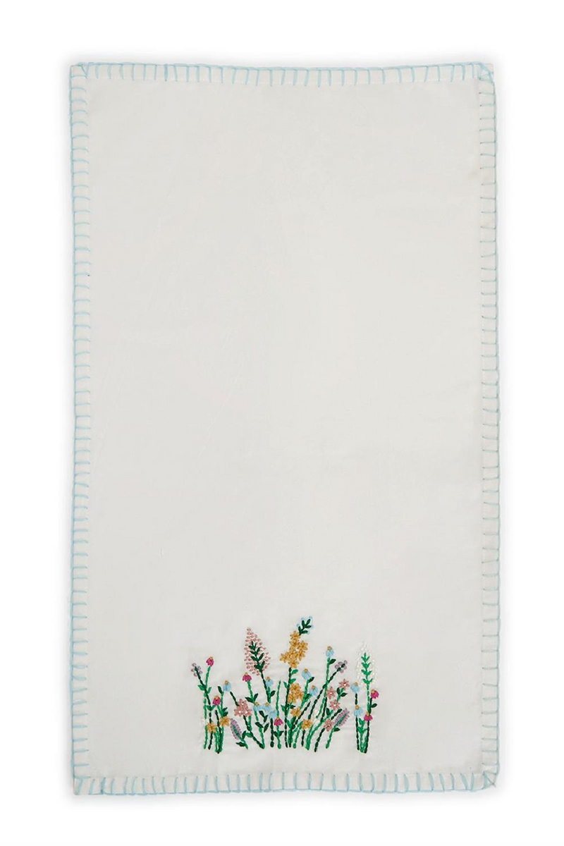 Wild Flowers Dish Towel - Blue Border