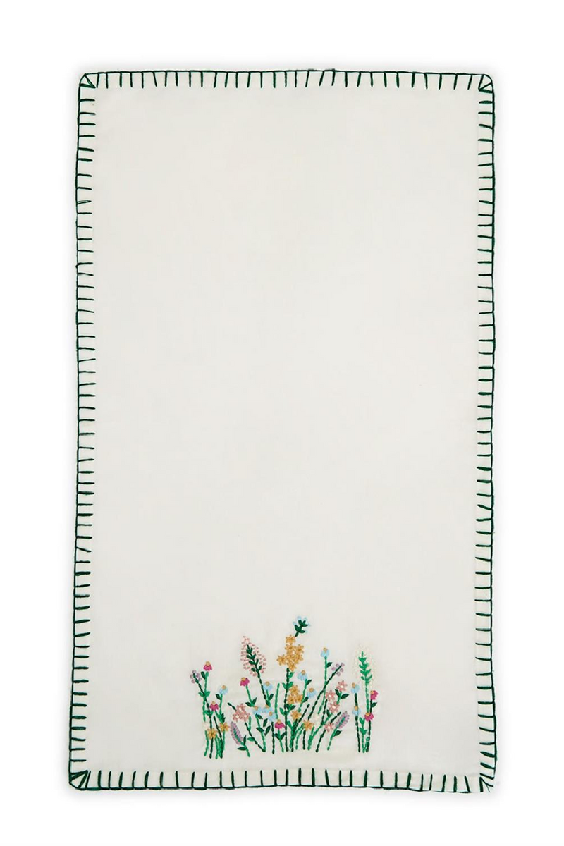 Wild Flowers Dish Towel - Green Border