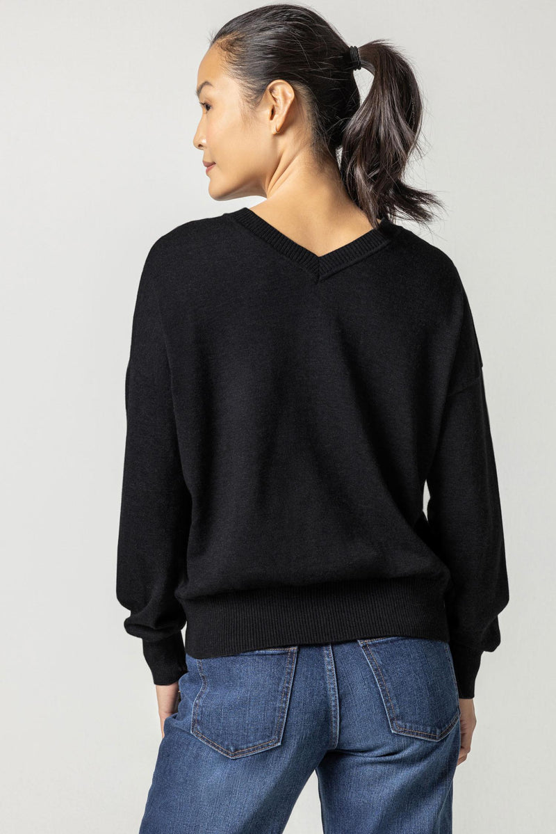 Easy Double V Sweater - Black