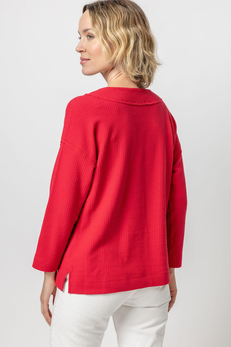 Drop Shoulder V - Cerise