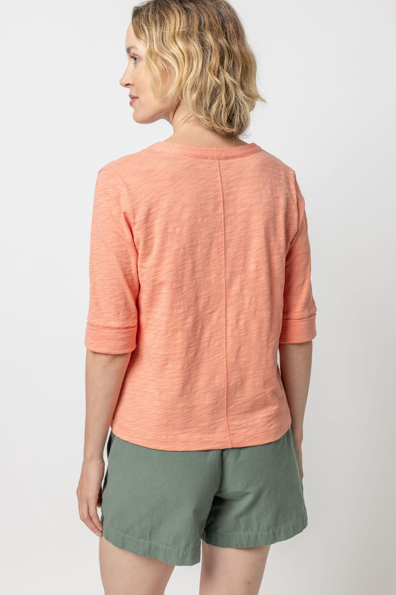 Elbow Sleeve Split Neck - Sunset