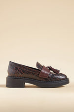 Final Call Croc Leather Loafer - Brown