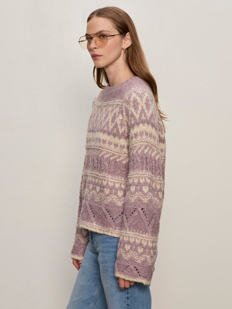 Fair Isle Crew Sweater - Mauve