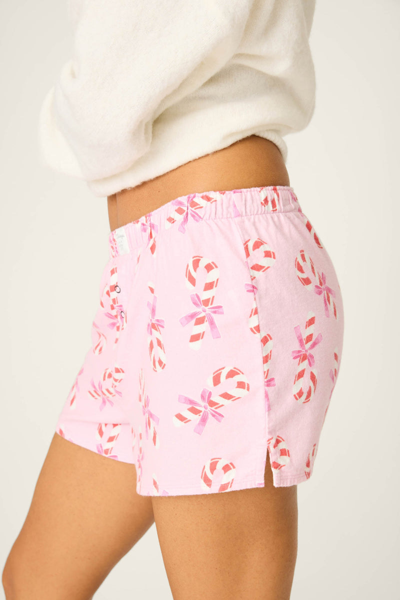 Flannel Shorts - Candy Canes