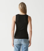 Halley Ribbed Tank with Ruched Sides - Black