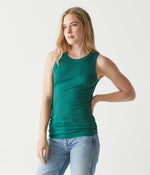 Halley Ribbed Tank with Ruched Sides - Ivy