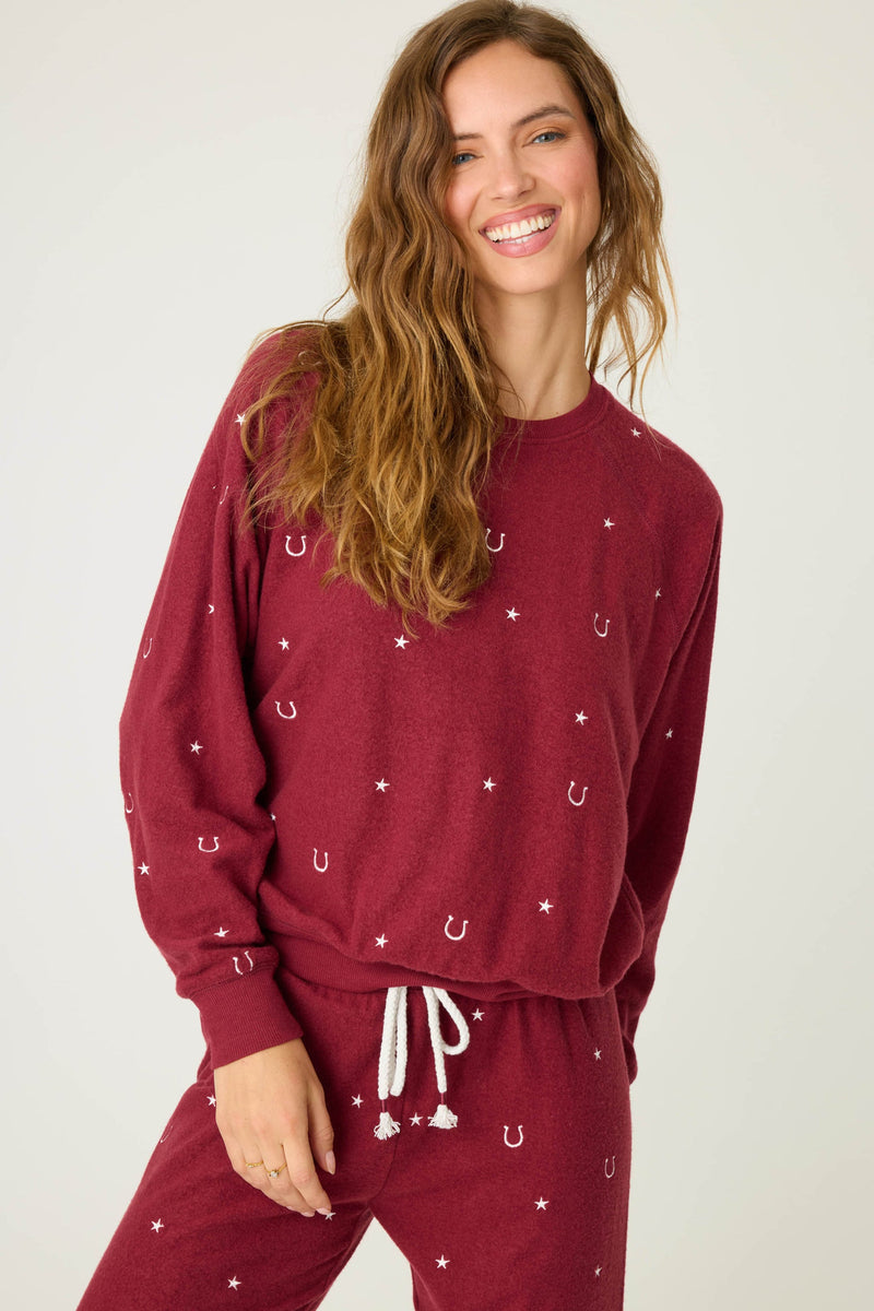 Hold Your Horses Fleece Top - Port
