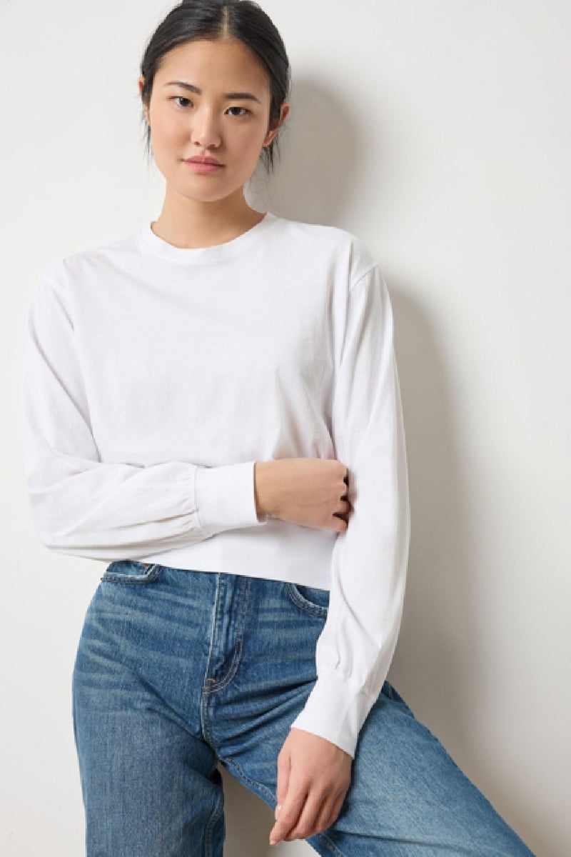 Jersey Rib Trim Easy Crew - White