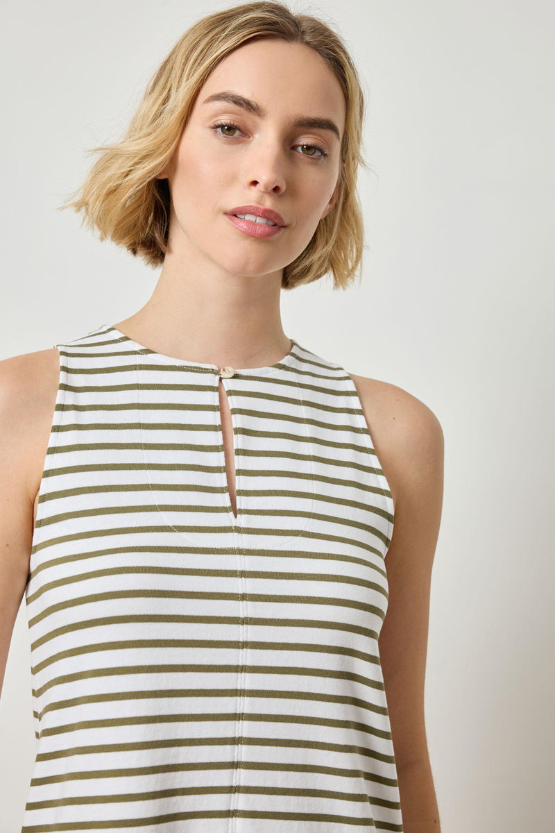 Keyhole Tank Dress - Kelp Stripe