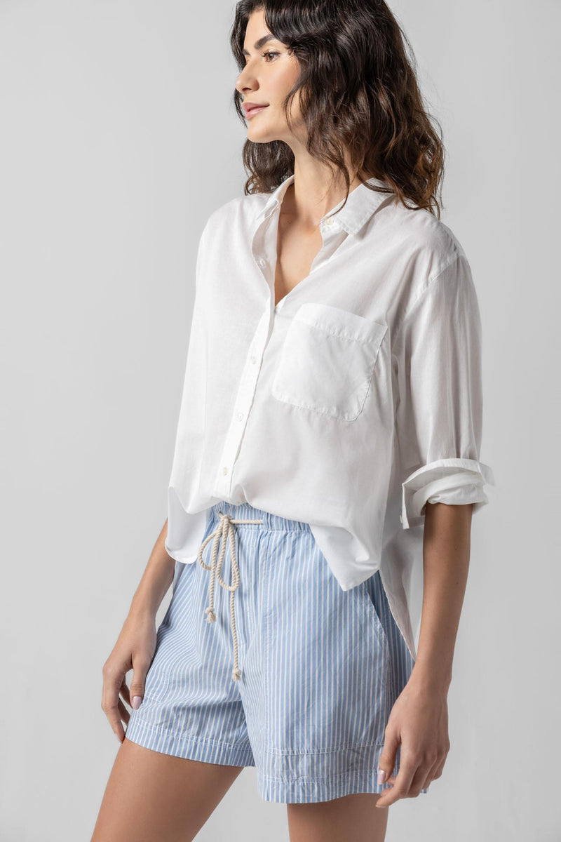 Cotton Voile Button Down-White