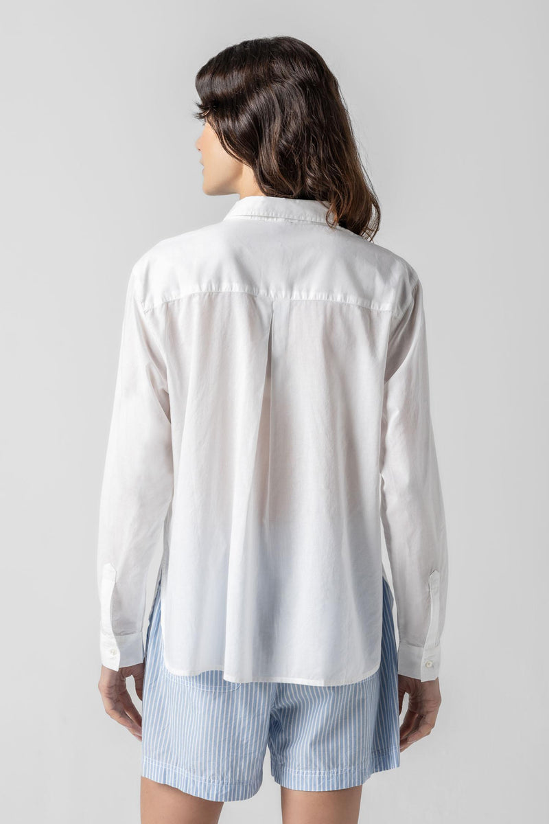 Cotton Voile Button Down-White