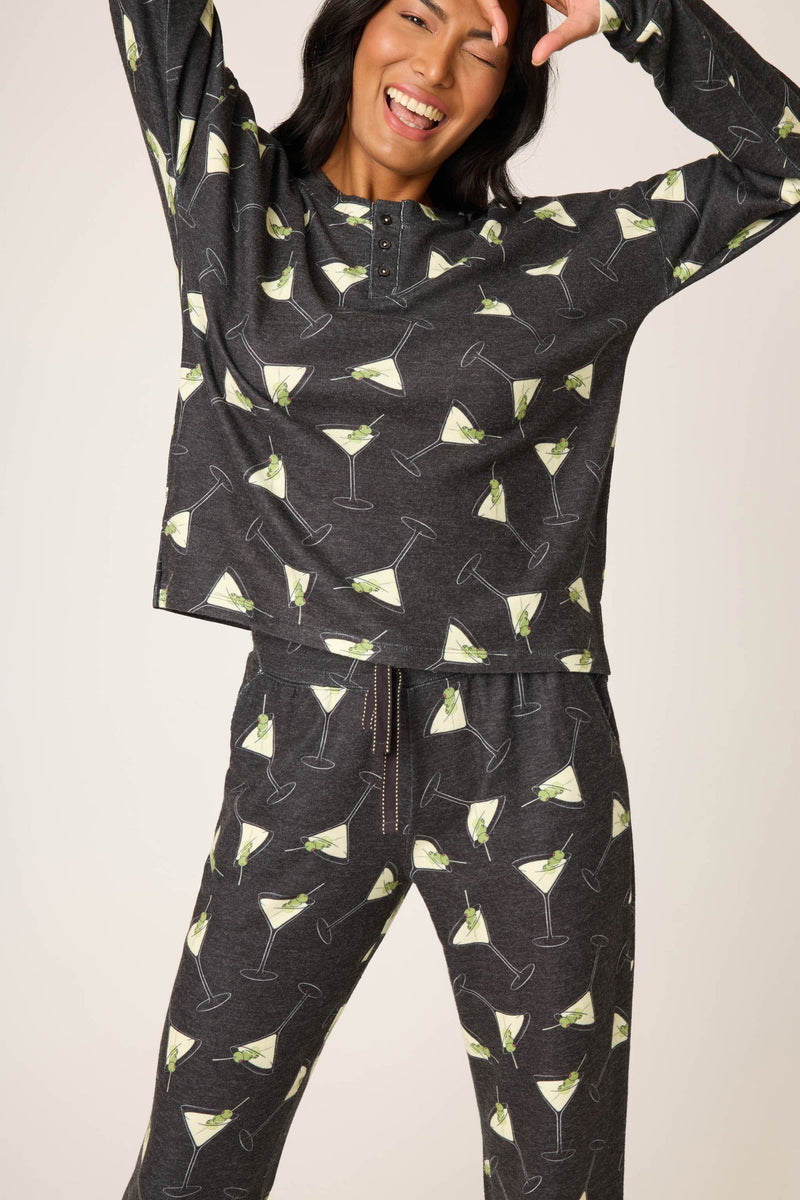 Merrier With A Martini Long Sleeve - Black