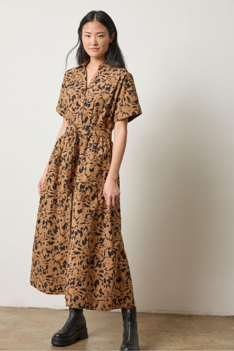 Collared Maxi Shirt Dress - Animal