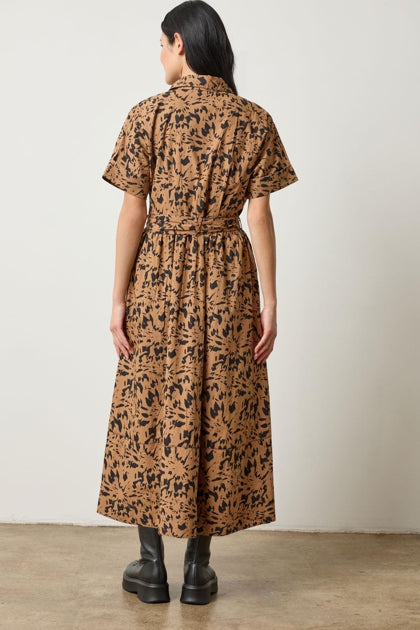Collared Maxi Shirt Dress - Animal