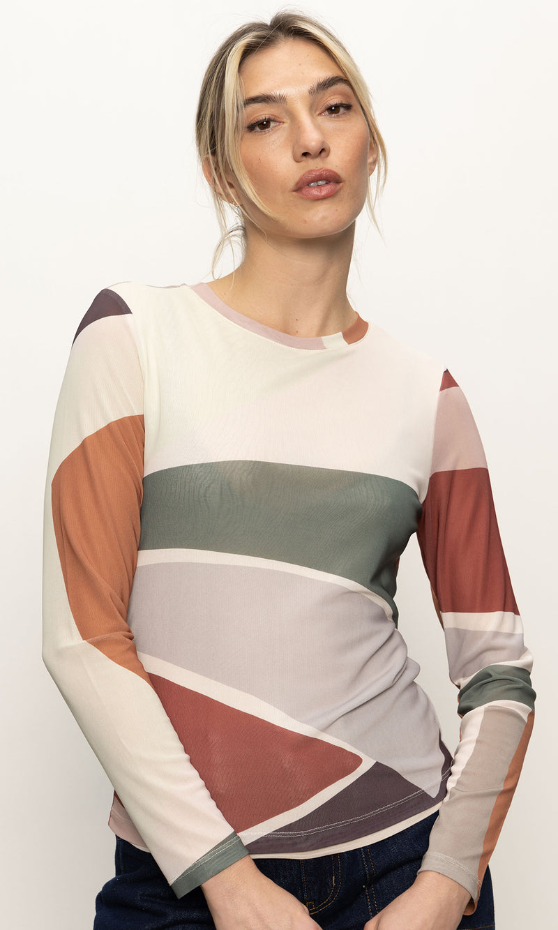 The Perfect Mesh Long Slv Tee - Aura
