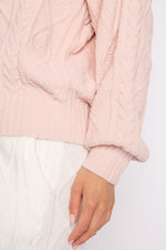 Cable Lounge Long Sleeve V-Neck - Pink Clay