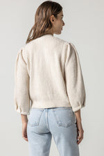 Puff Sleeve Cardigan Sweater - Coconut