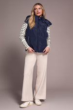 Quilted Vest With Removable Hood - Sapphire