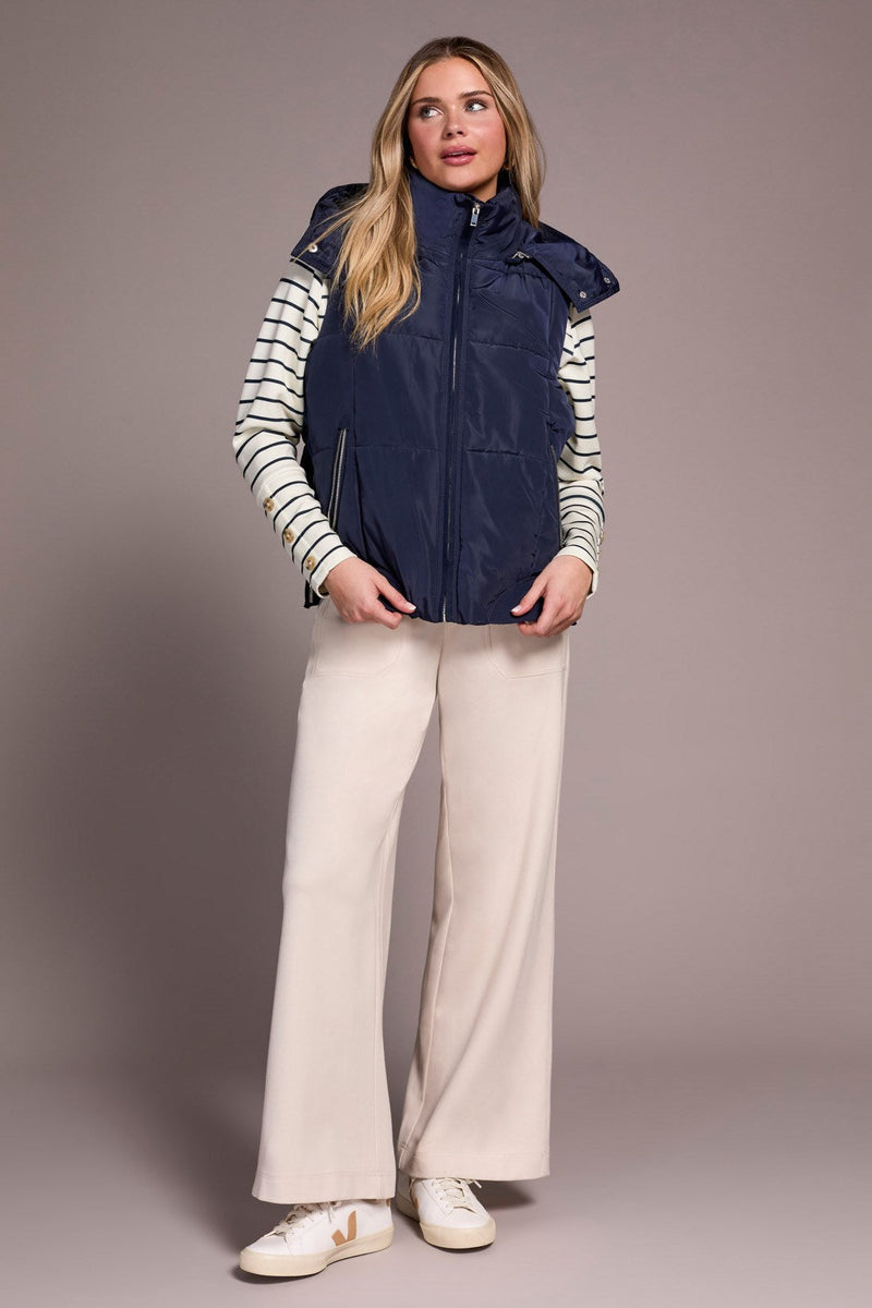 Quilted Vest With Removable Hood - Sapphire