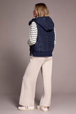Quilted Vest With Removable Hood - Sapphire