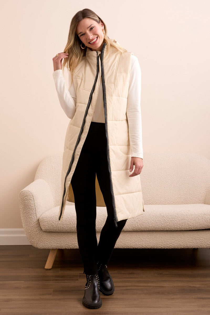 Zip Front Quilted Vest  - Moonstone